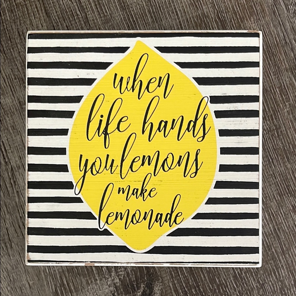 Motivational Lemon Quote Wall Art in Yellow and Black